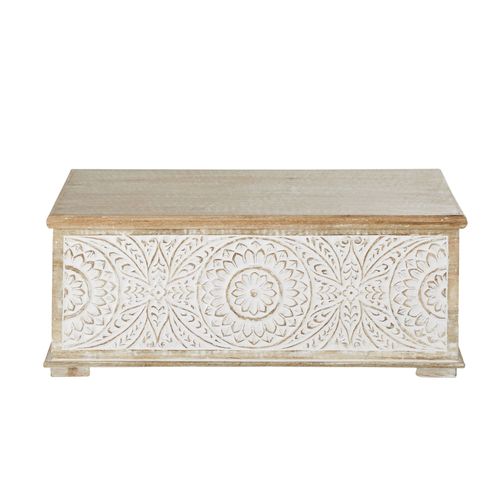 Malle En Manguier Sculpté Beige