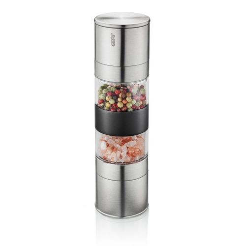 Moulin Double En Acier Inoxydable Argent