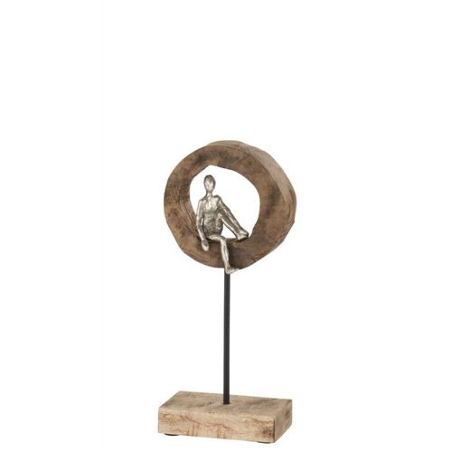 Personnage pensif haut bois manguier/alu H39cm