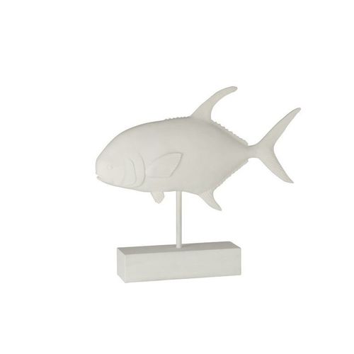 Poisson sur pied résine blanc H43,5cm