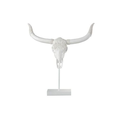 Crâne sur pied résine blanc H55,5cm