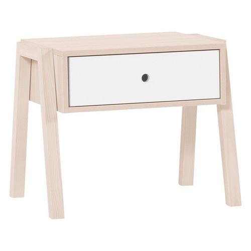 Table De Chevet Ou Tabouret 1 Tiroir - Blanc Et Beige