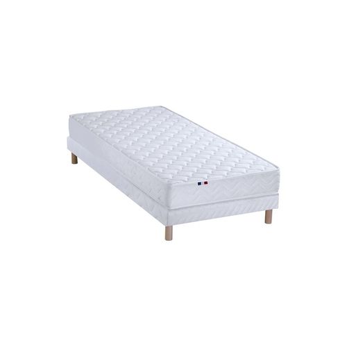 Ensemble Matelas Accueil Latex 3 Zones Sommier Blanc 90x190