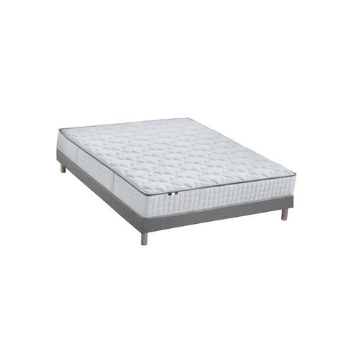 Ensemble Matelas Ressort Mémoire Forme Sommier Gris 140x190