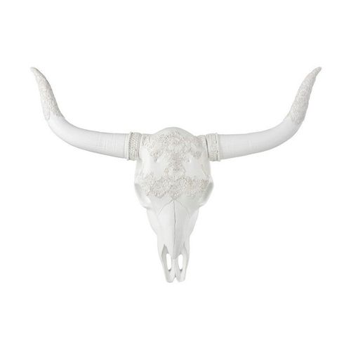Crâne buffle suspendu résine blanc H46,5cm