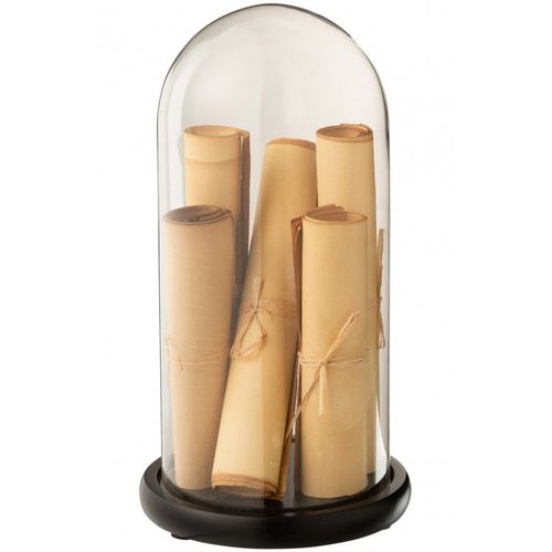 Cloche parchemin marron verre H31,5cm