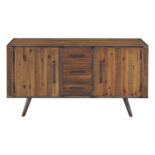 Buffet 145 Cm 2 Portes Et 3 Tiroirs En Acacia Et Métal - Marvel