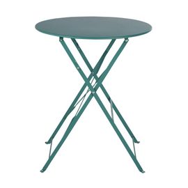 Table De Jardin Ronde Pliable En Acier Vert 2 Personnes D60