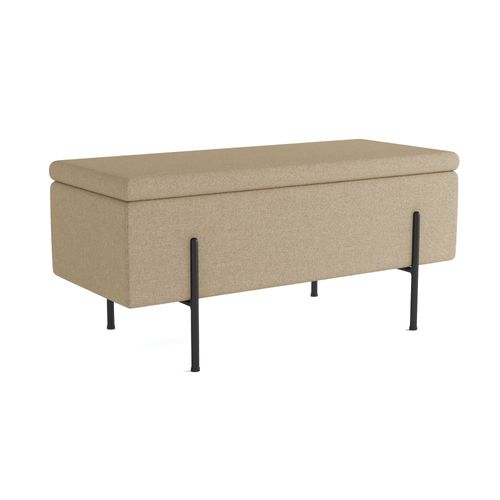 Banquette-Coffre Beige En Bois, Métal Et Tissu