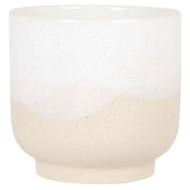 Cache-Pot En Terre Cuite Blanche Et Beige H19