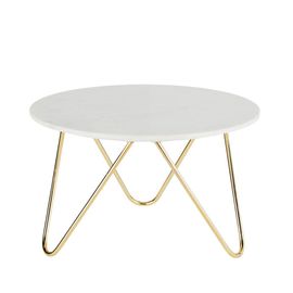 Table Basse Ronde En Marbre Et Métal Coloris Laiton