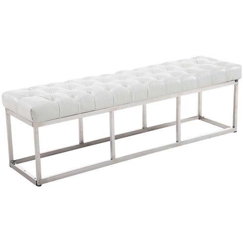 Banquette Avec Pieds En Métal Assise En Similicuir Blanc