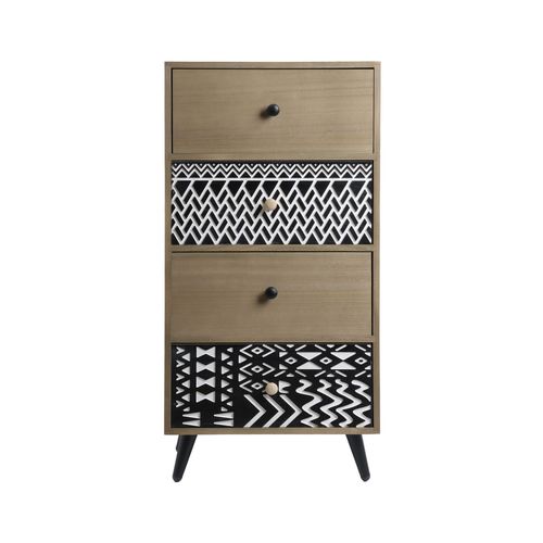 Table De Chevet Scandinave Avec 2 Tiroirs En Bois Marron