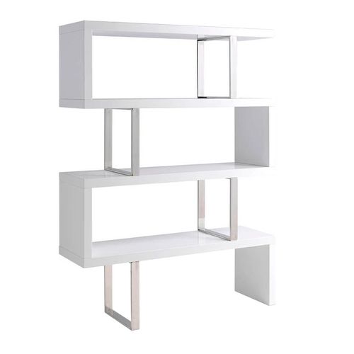 Étagère En Bois Blanc Et Acier Chromé