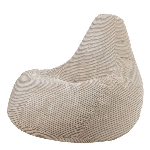 Pouf Inclinable Velours Côtelé Beige Galet