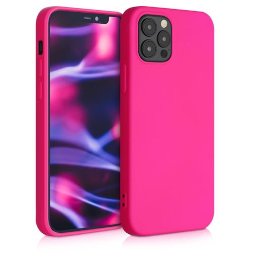 Kwmobile Coque Compatible Avec Apple Iphone 12 / 12 Pro - Housse De Téléphone En Silicone Rose Fluo