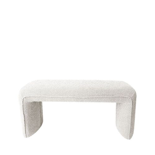 Drawer - Full - Banc Rembourré En Tissu Bouclette L100cm - Blanc