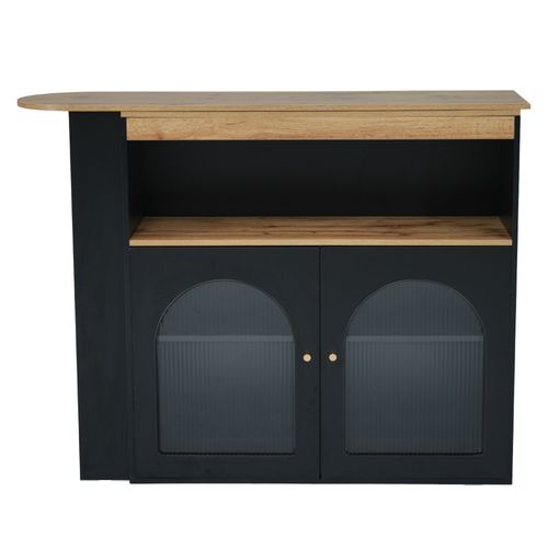 Table De Bar Extensible Noir Avec Rangement Et Bande Lumineuse Led