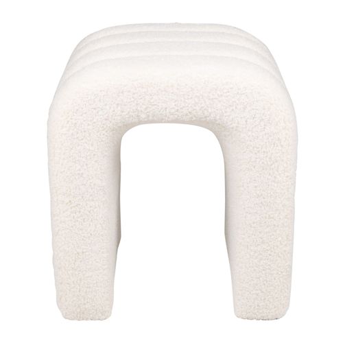 Pouf En Tissu Écru Effet Laine Bouclée