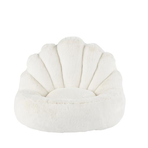 Pouf Enfant Coquille Imitation Fourrure Écrue