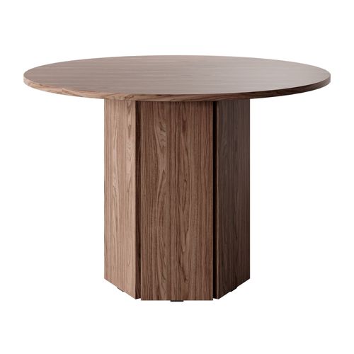 Table À Manger Ronde Aspect Bois De Noyer Marron, 110x75 Cm