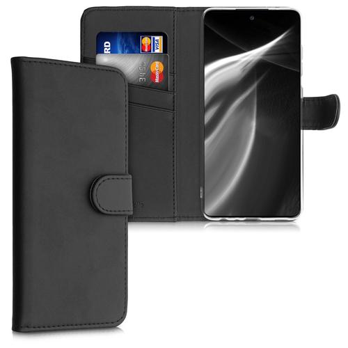 Kwmobile Coque Portefeuille Compatible Avec Samsung Galaxy A52 - Étui À Rabat Avec Compartiments Cartes Et Fonction Support Noir