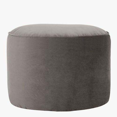 Pouf Repose-Pieds Rond Velours Gris Anthracite