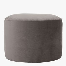 Pouf Repose-Pieds Rond Velours Gris Anthracite