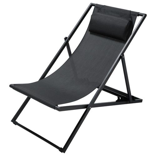 Chaise Longue / Chilienne Pliante En Métal Gris Anthracite