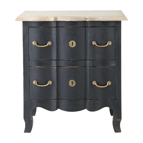 Table De Chevet 2 Tiroirs En Acacia Et Manguier Noire