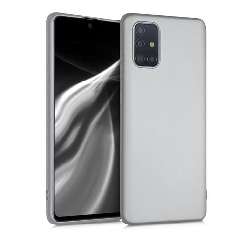 Kwmobile Coque Compatible Avec Samsung Galaxy A71 - Housse De Téléphone En Silicone Métallique Argenté