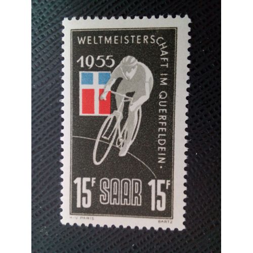 Timbre Allemagne - Saree. Yt 339 Championnats De Courses Cyclistes De Cross-Country 1955 ( 0010505 )