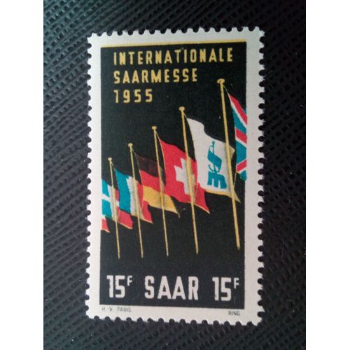 Timbre Allemagne - Sarre. Yt 341 Drapeaux Foire De La Sarre, Sarrebruck 1955 ( 0010505 )
