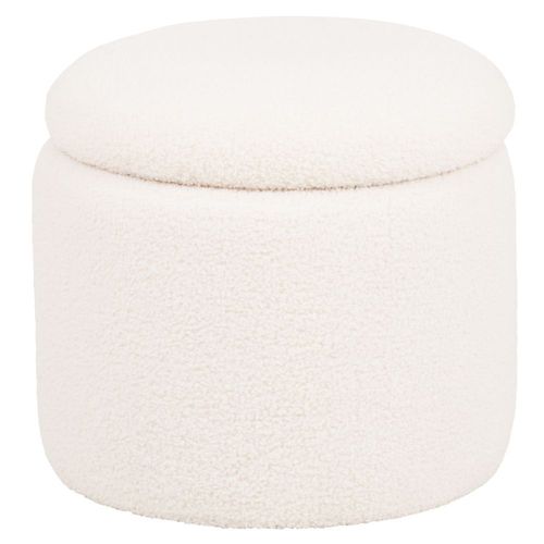 Pouf Coffre En Tissu Effet Laine Bouclée Écrue