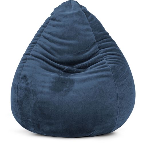 Pouf Poire Xl D'intérieur Fourrure Douce Bleu 70x110cm