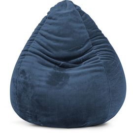 Pouf Poire Xl D'intérieur Fourrure Douce Bleu 70x110cm