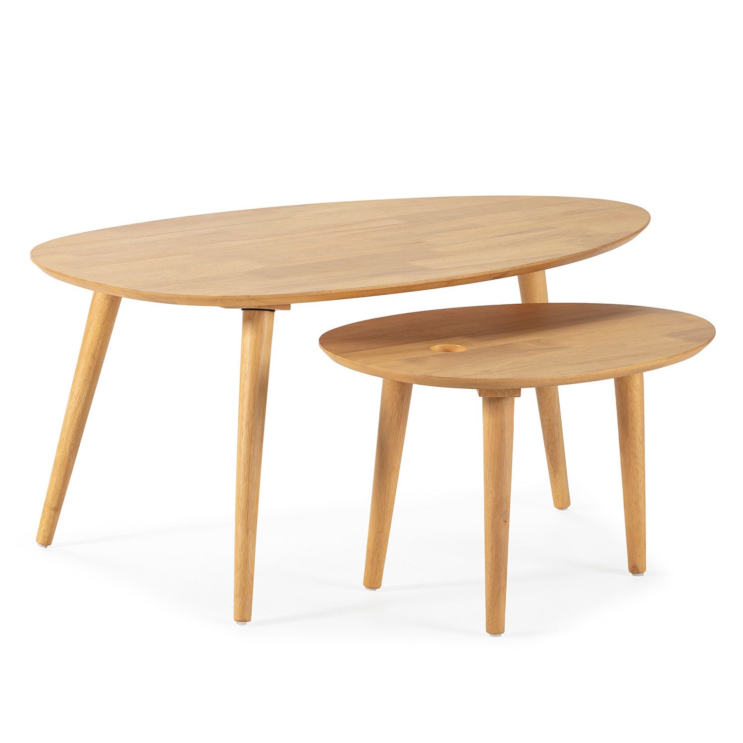 Set De 2 Tables Basses En Chêne, Bois Massif