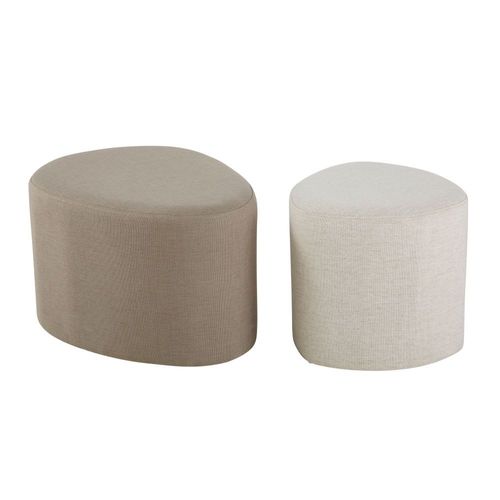 Poufs Gris Clair Et Blanc (X2)