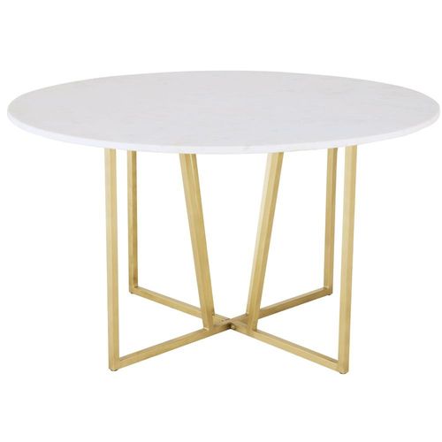 Table À Manger Ronde En Marbre Blanc 6/7 Personnes D130