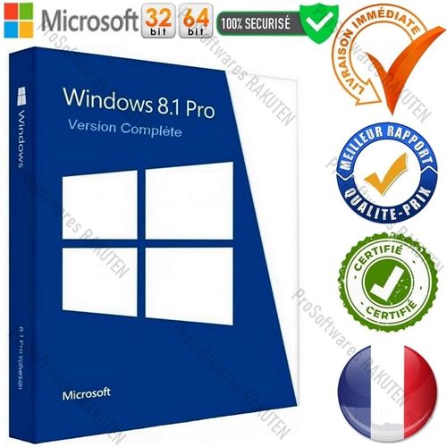Windows 8.1 Pro + Clé Activation Authentique + Activation Permanente En Ligne + Support Et S.A.V 24/7
