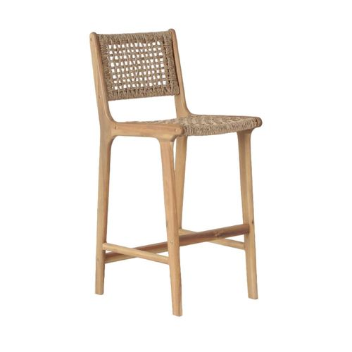Drawer - Lexia - Lot De 2 Tabourets De Bar Intérieur/Extérieur En Bois D'acacia Et Résine Tressée H76cm - Marron