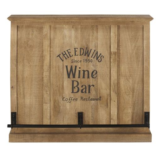 Bar 1 Porte En Bois De Manguier Massif Et Métal Noir
