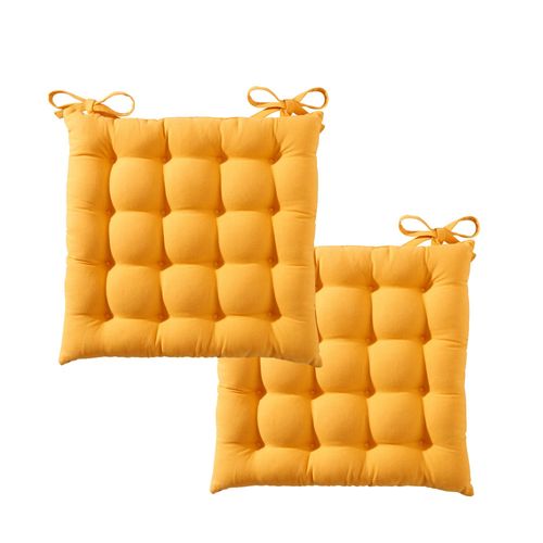 Lot De 2 Galettes 40x40 Jaune En Coton