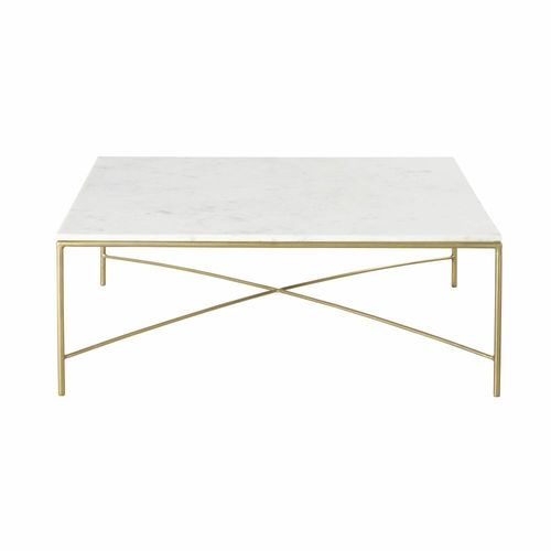 Table Basse En Marbre Blanc Et Métal Coloris Laiton