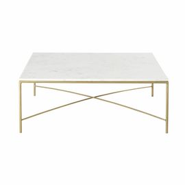 Table Basse En Marbre Blanc Et Métal Coloris Laiton