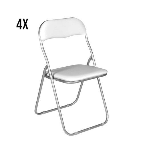 Lot De 4 Chaises Pliante En Fer Blanc 43x47 Cm