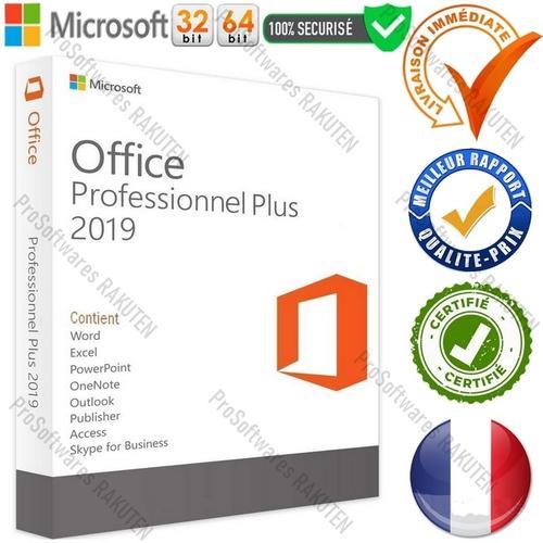 Microsoft Office 2019 Pro Plus+ Clé Activation Authentique + Activation Permanente En Ligne + Support Et S.A.V 24/7