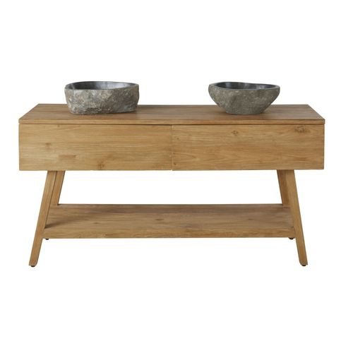 Meuble Double Vasques En Bois Et Pierre De Rivière