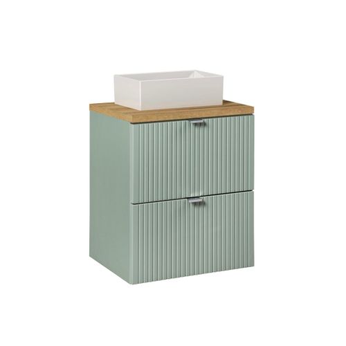 Meuble Vasque 50cm 2 Tiroirs Stratifiés Naturel Vert