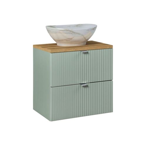 Meuble Vasque 2 Tiroirs Stratifiés Naturel Vert